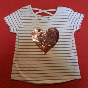 .Mermaid Sequin Heart Changes "DKNY" shirt (Size 5)